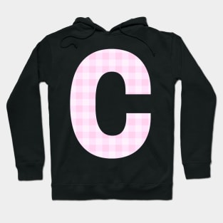 Pink Letter C in Plaid Pattern Background. Hoodie